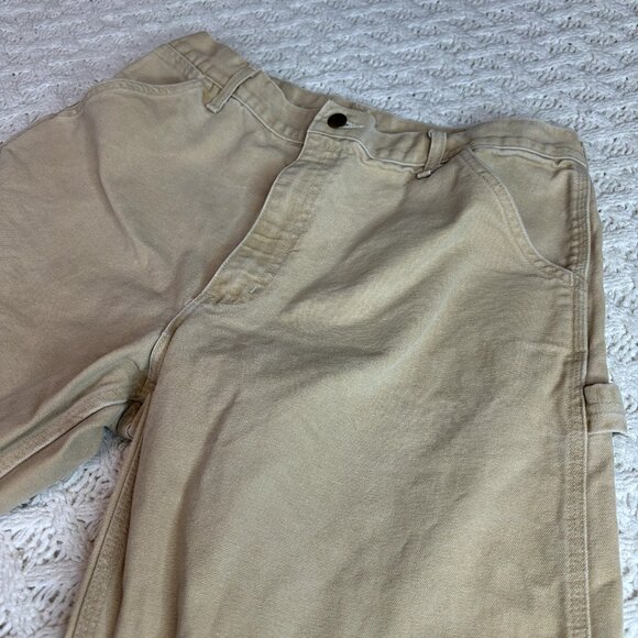 VTG Made In USA Carhartt Canvas Work Pants Men's 34x28 Grunge Distres Tan MINT - Picture 6 of 8